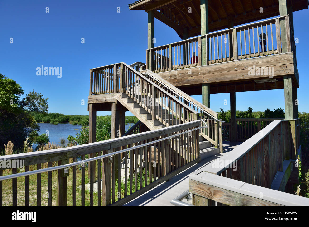 Plate-forme panoramique, refuge d'oiseaux de marais, Mille-Îles préserver la Nature Park et Point de vue, le Parc National des Everglades, en Floride, Banque D'Images