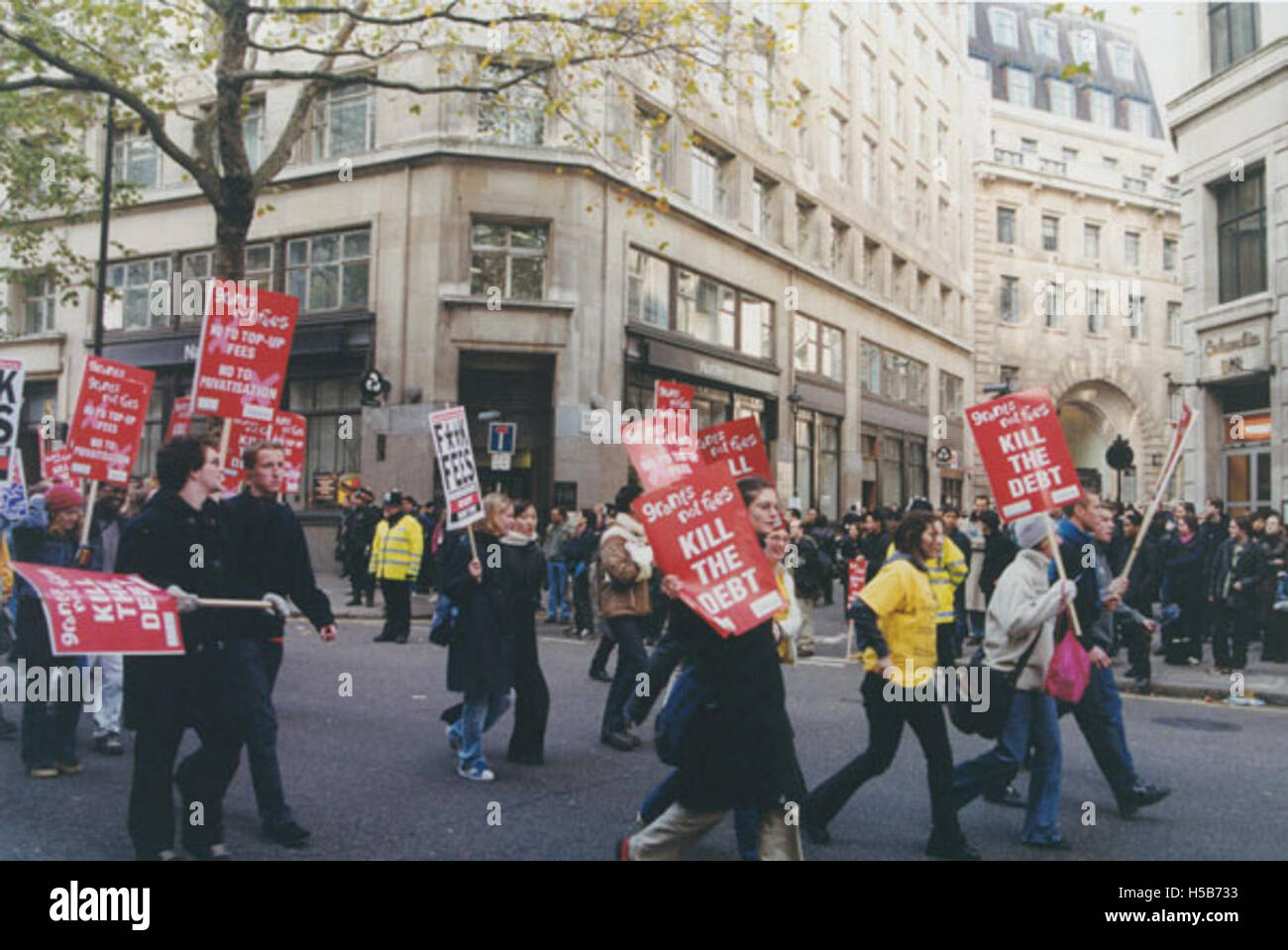 Pour mars étudiant 'Tarifs' pas de subventions, novembre 2000 Banque D'Images