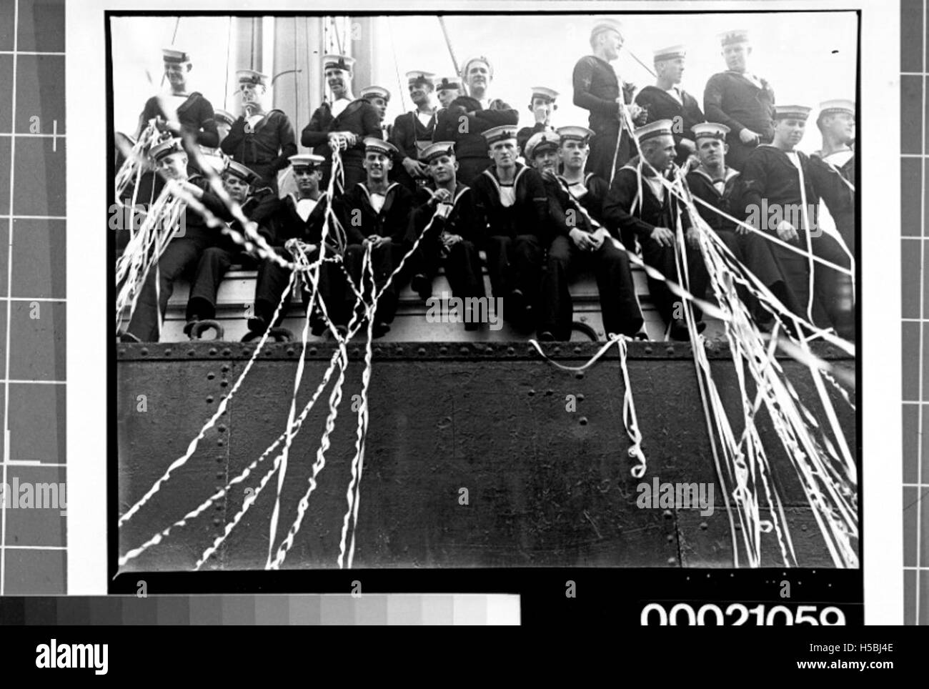 Les marins à bord du SS Autolycus sont photographiés au départ de Sydney pour Portsmouth le 13 mai 1939. Le voyage marque un voyage maritime historique de l'Australie au Royaume-Uni à la fin des années 1930 Banque D'Images