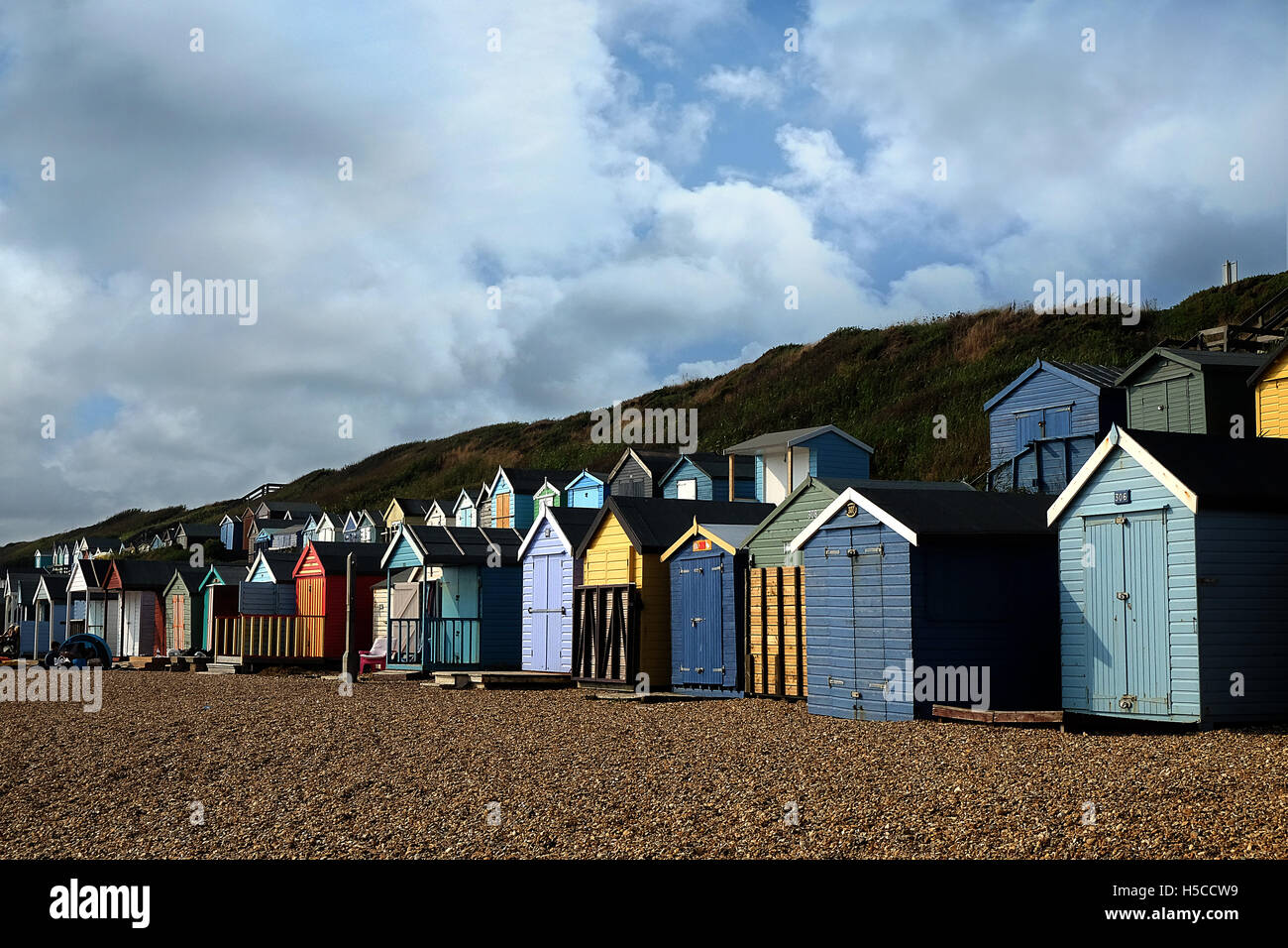 Cabines de plage en UK / Milford sur Sea-New Forest Banque D'Images