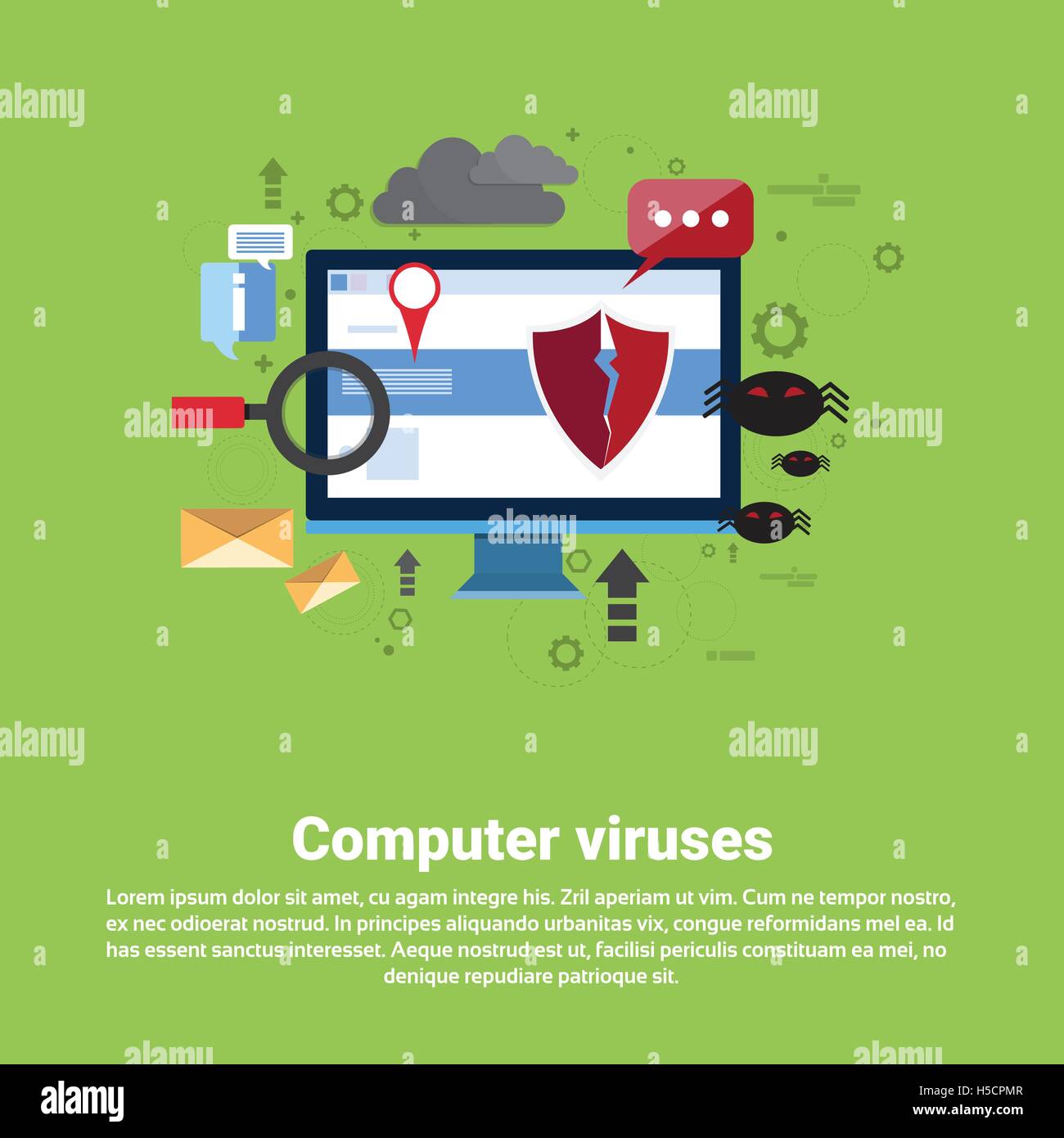 Les virus informatiques Internet Confidentialité Protection des données de sécurité de l'information bandeaux Web Illustration de Vecteur