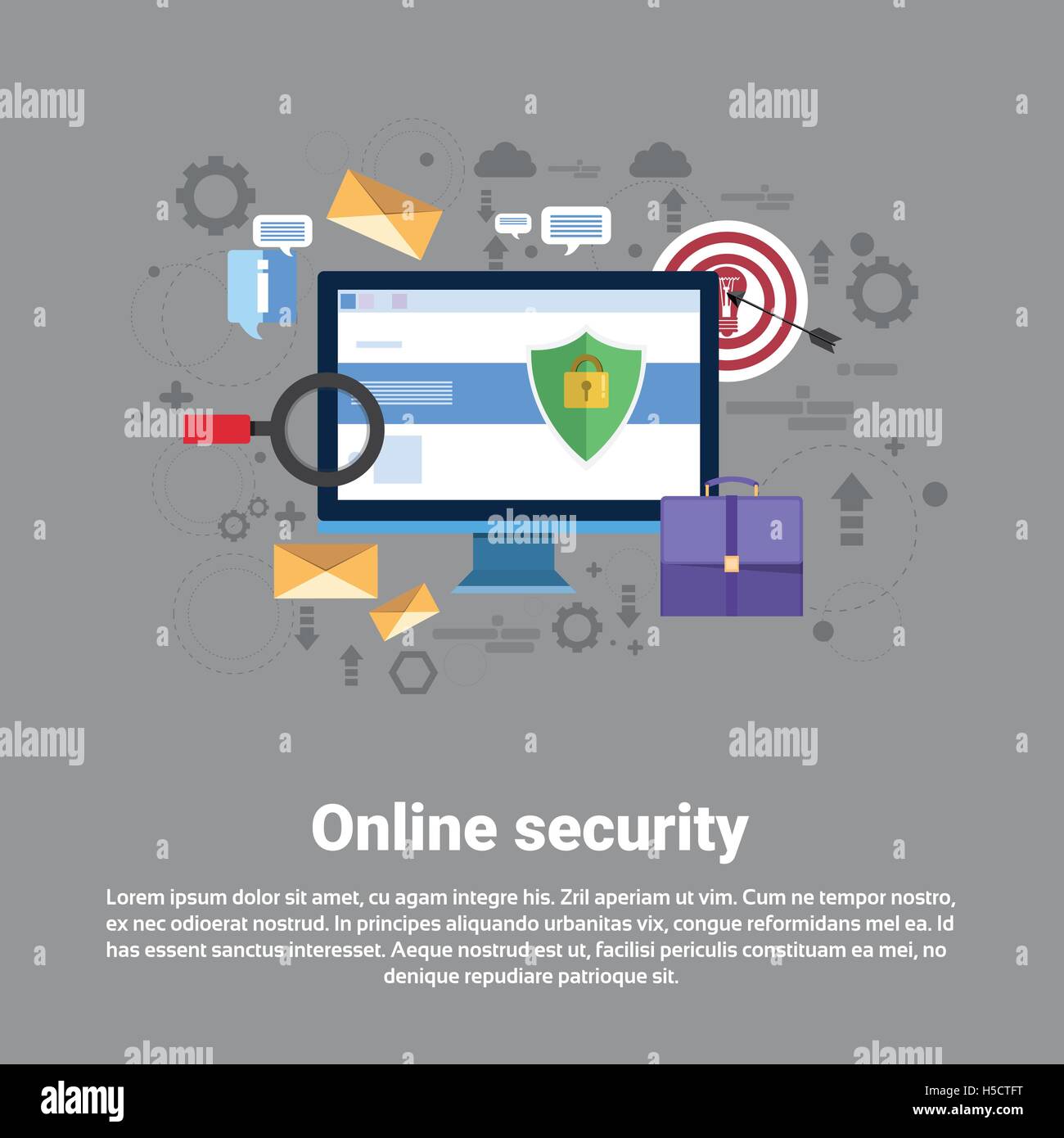 La protection des données de sécurité en ligne La technologie Web Banner Illustration de Vecteur