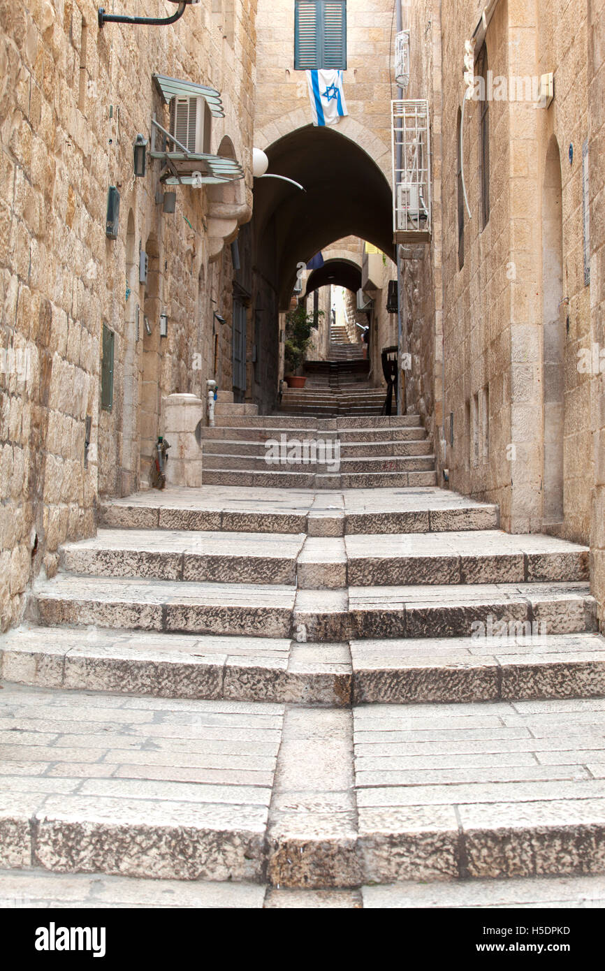 Une rue du "Cardo" (quartier juif). Vieille ville de Jérusalem, Israël. Banque D'Images