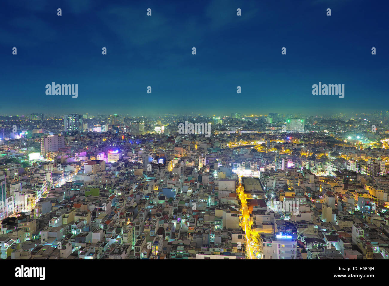 Ho Chi Minh Ville la nuit Banque D'Images