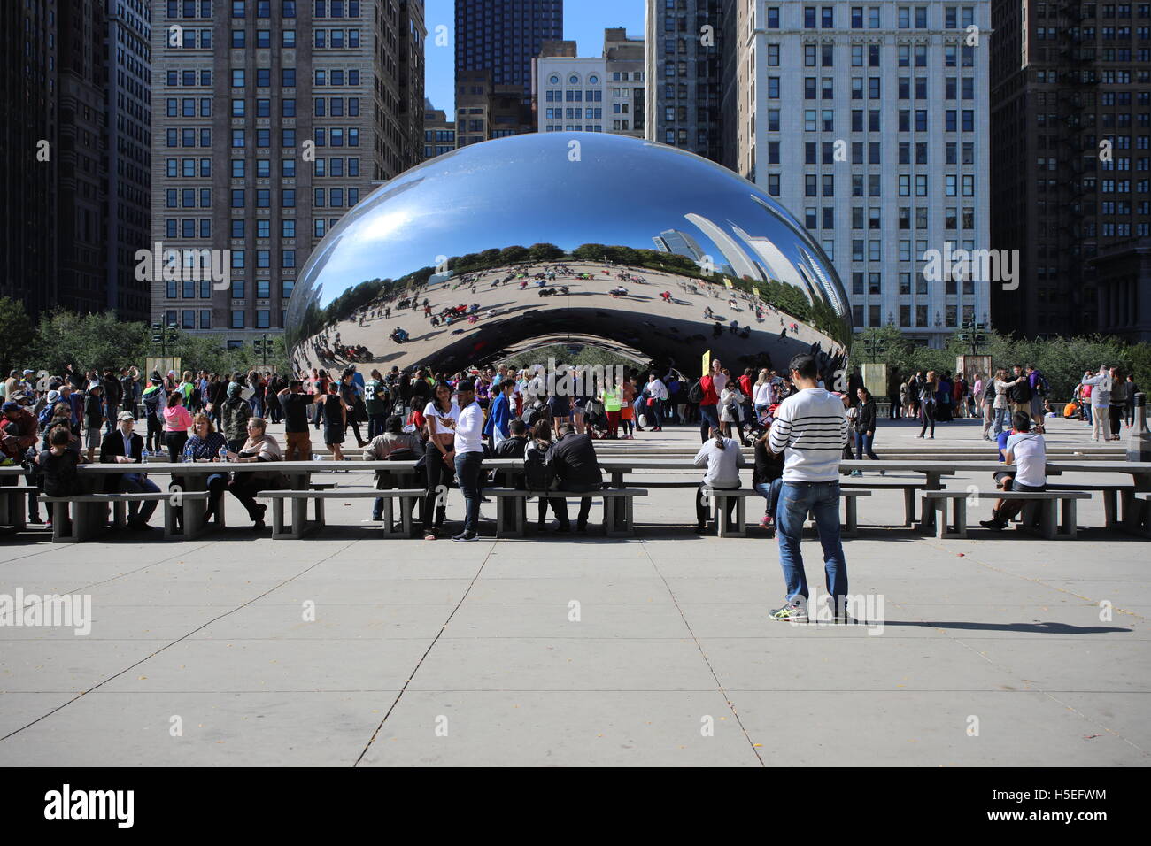 Haricot géant. Cloud Gate. Le Millennium Park de Chicago. Photo de mariage. Banque D'Images