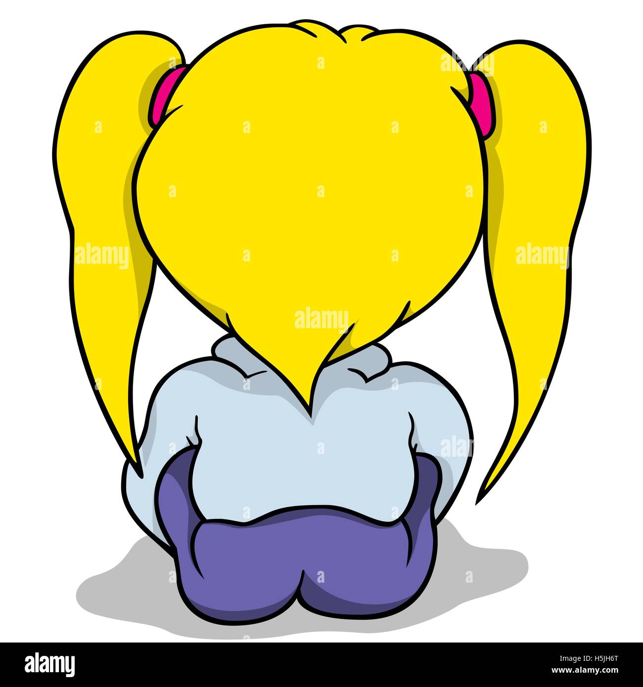 Ponytailed fille assis Illustration de Vecteur