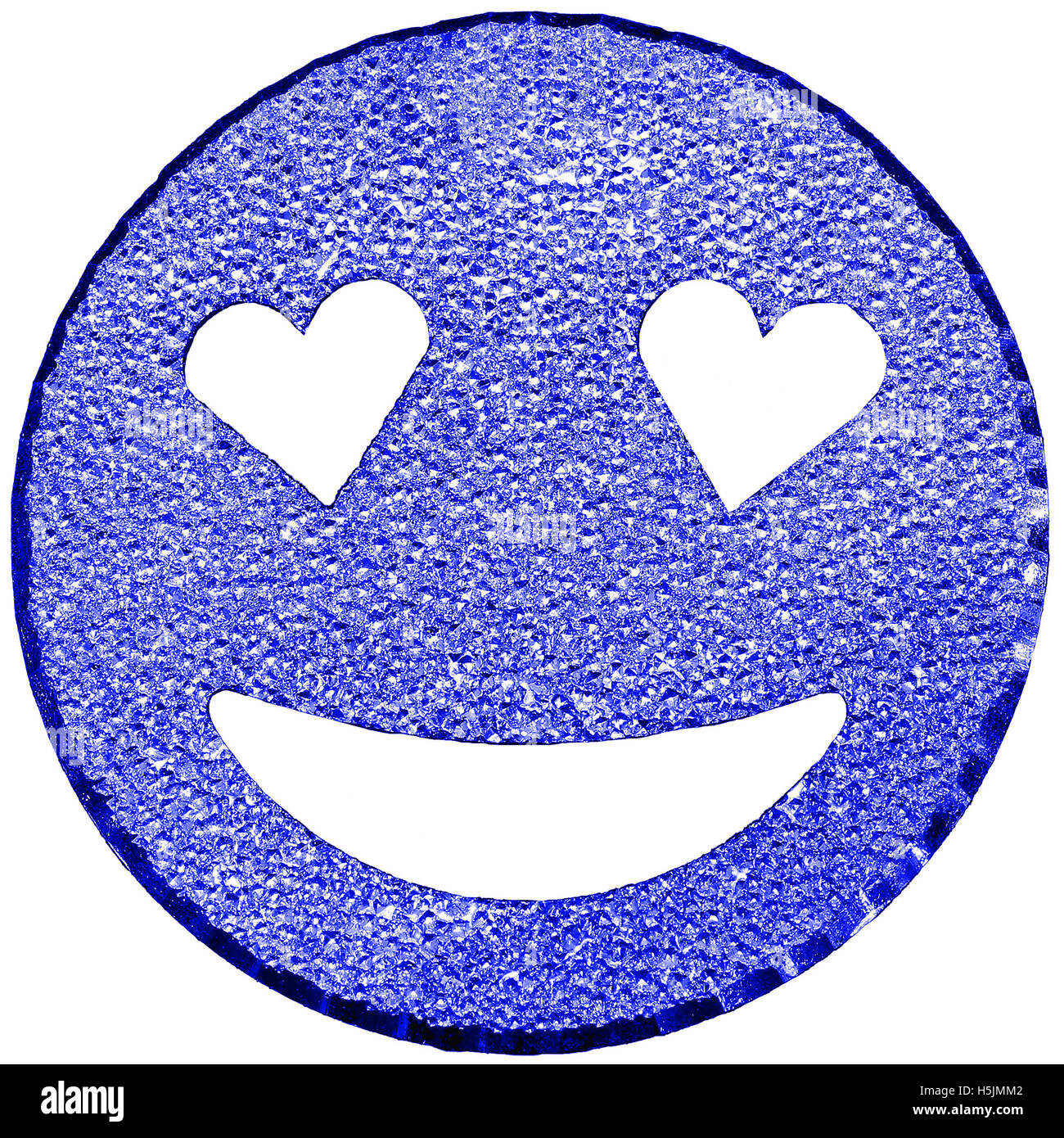 Big Blue visage brillant avec les yeux en forme de cœur Banque D'Images