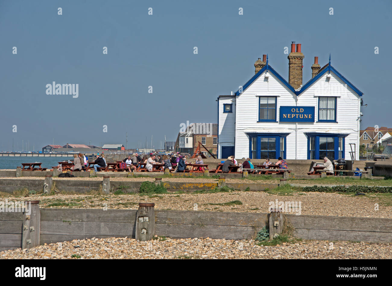 Whitstable, Kent, ancien pub par Neptune Beach, en Angleterre, Banque D'Images