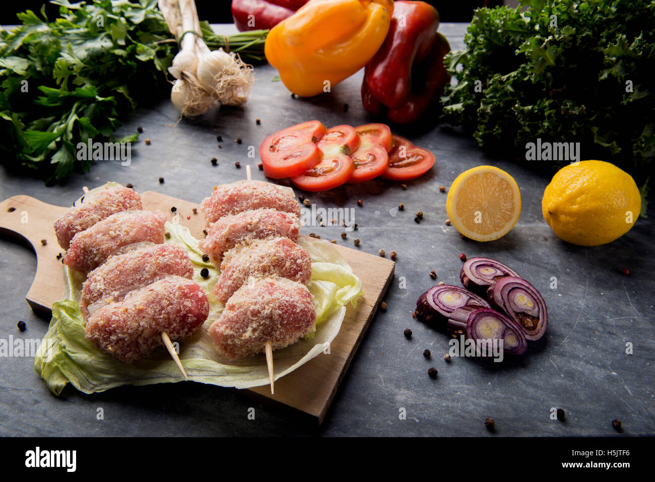 Composition de légumes et viande recette Sicilienne rouleaux Banque D'Images