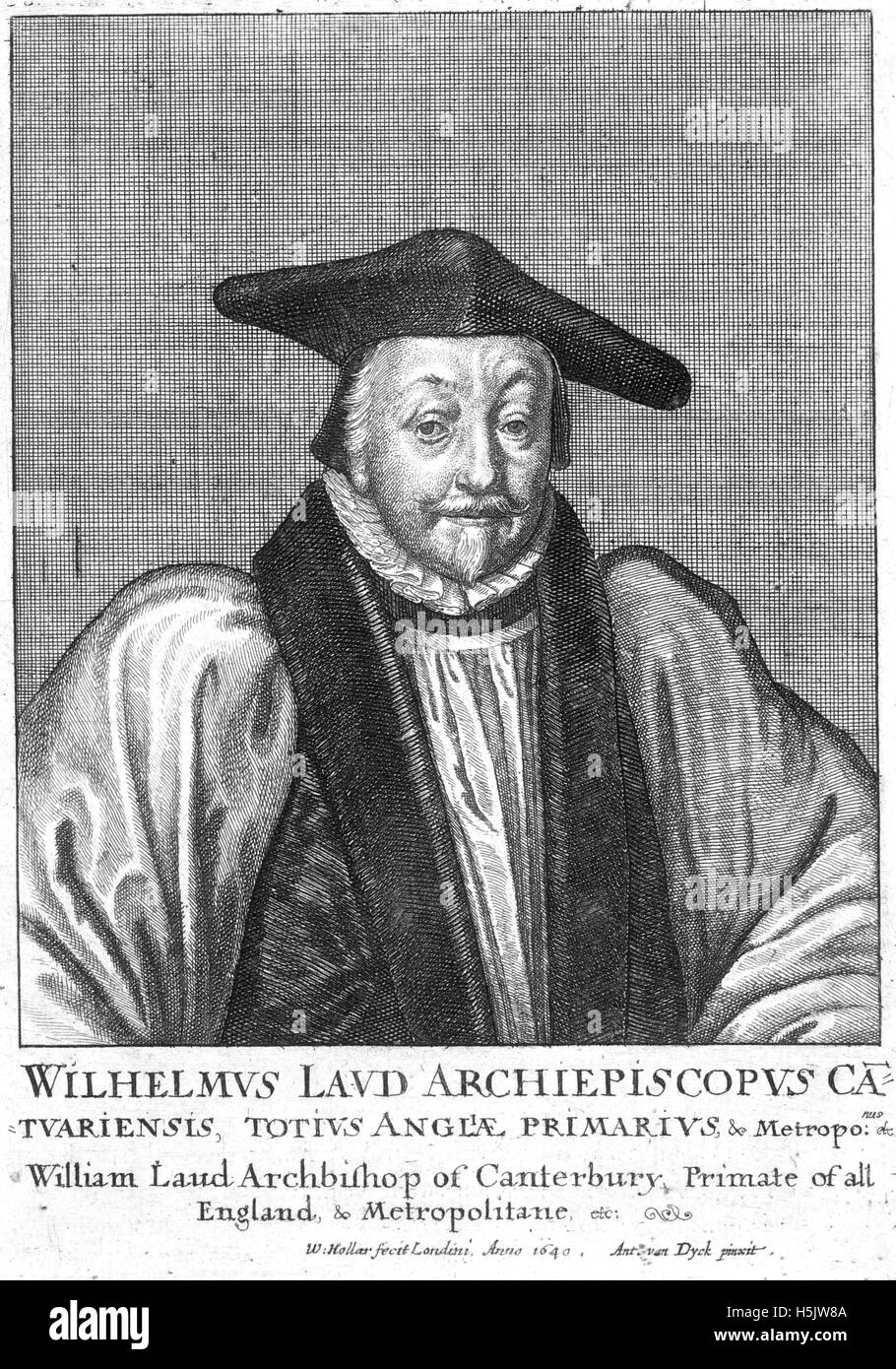 WILLIAM LAUD (1573-1645) archevêque de Canterbury dans une gravure de Wenceslas Hollar 1640 Banque D'Images