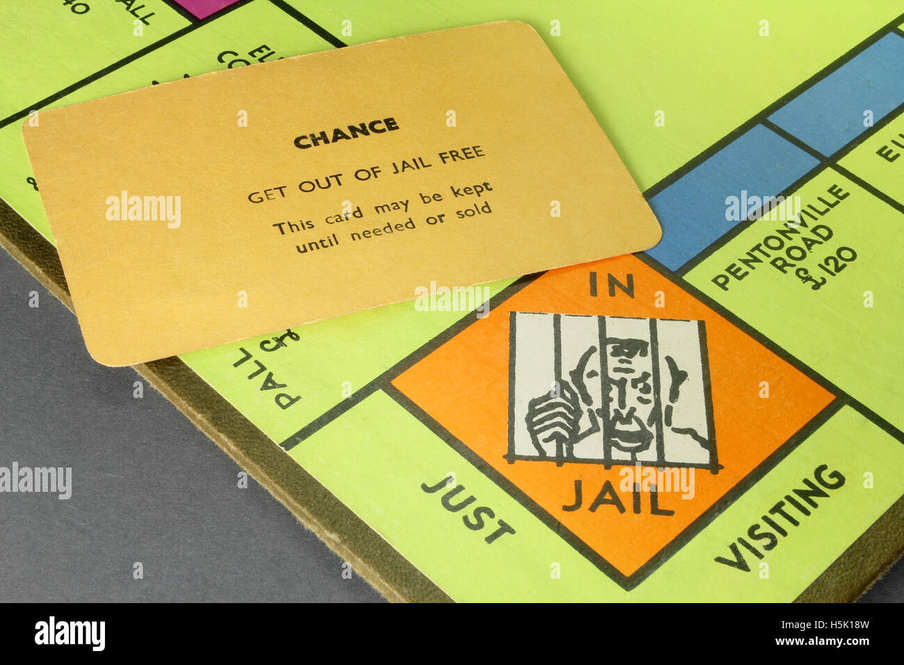 Monopoly vintage britannique (la prison et carte de sortie de prison) vers 1940 Banque D'Images
