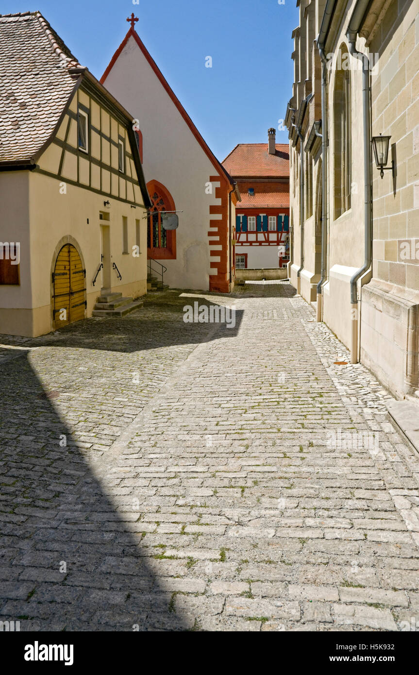 Les bâtiments à côté de l'église de Veit, Iphofen, Basse Franconie, Bavière Banque D'Images