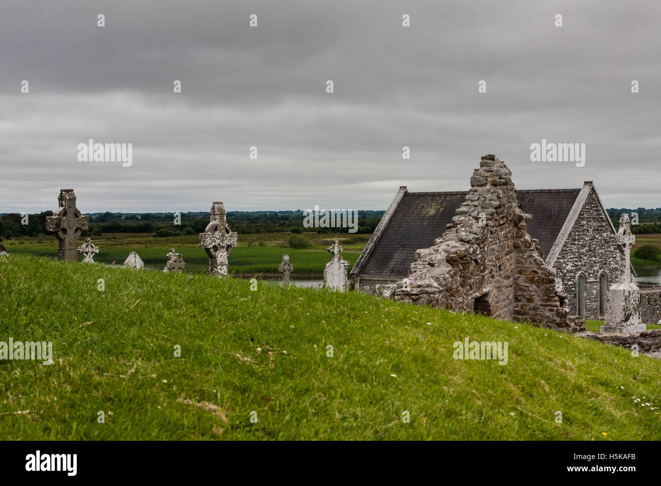 En Irlande Clonmacnoise monastère Banque D'Images