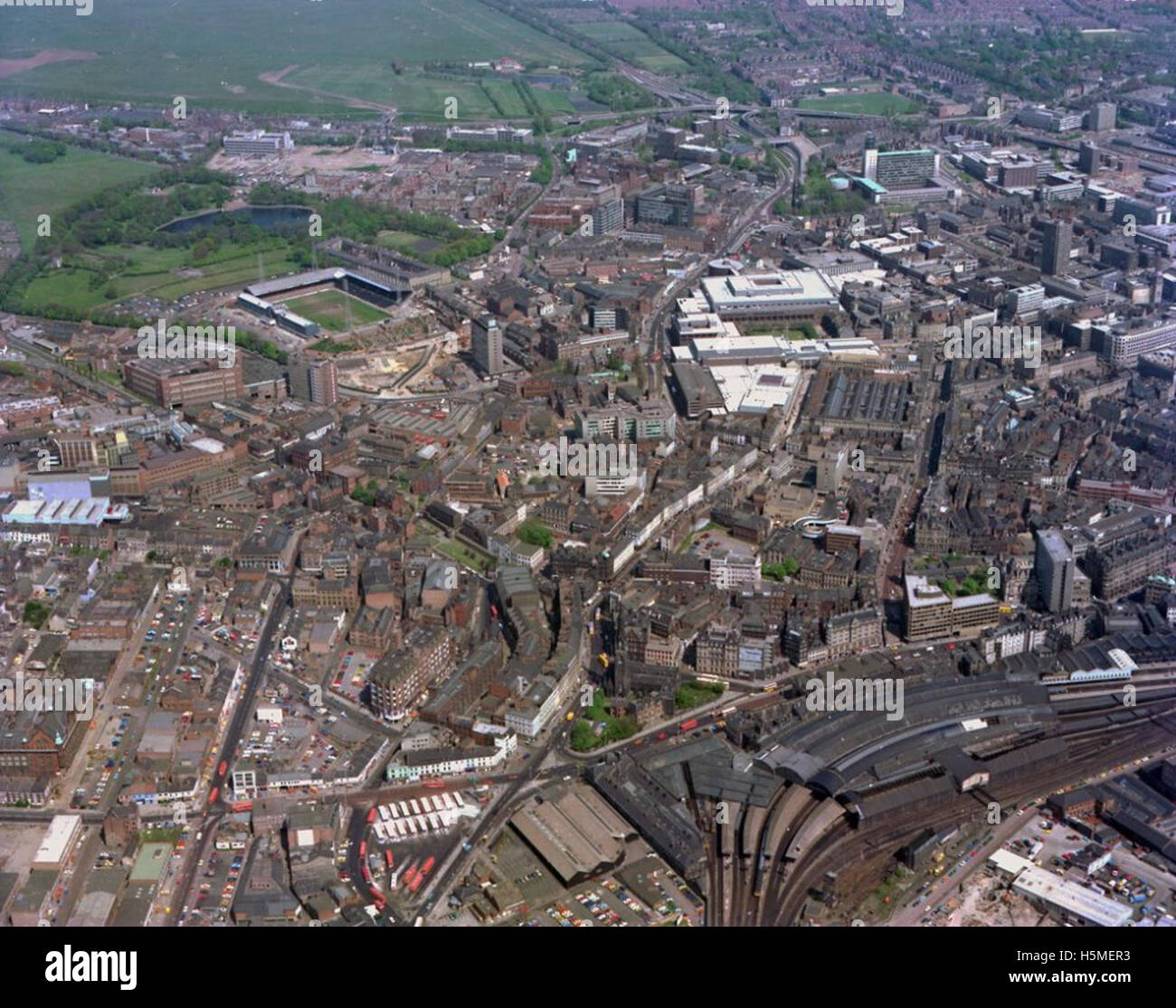 La gare centrale de Newcastle et ses environs, 1977 Banque D'Images