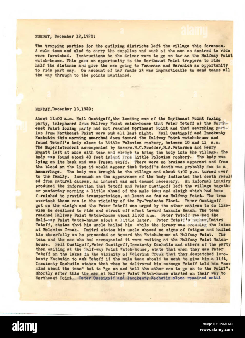 Le Saint Paul Island Journal No 16, page 24, qui fait partie du projet de numérisation de l'Alaska, offre un compte rendu historique de l'île. Le journal est une ressource clé pour étudier l'histoire et la culture de l'Alaska. Banque D'Images