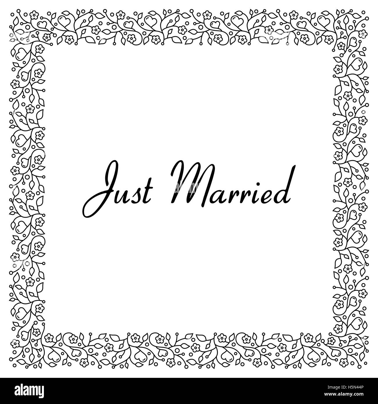 Illustration Vecteur de plantes ornementales modèle floral avec des fleurs, des feuilles et des coeurs pour les invitations de mariage et cartes de vœux Illustration de Vecteur