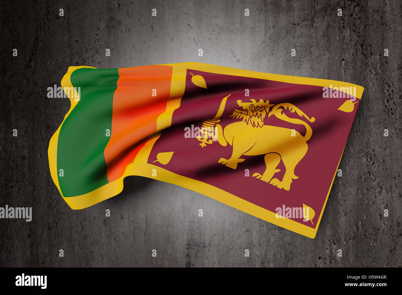 Le rendu 3D de la République socialiste démocratique de Sri Lanka à brandir le drapeau sur l'arrière-plan Banque D'Images