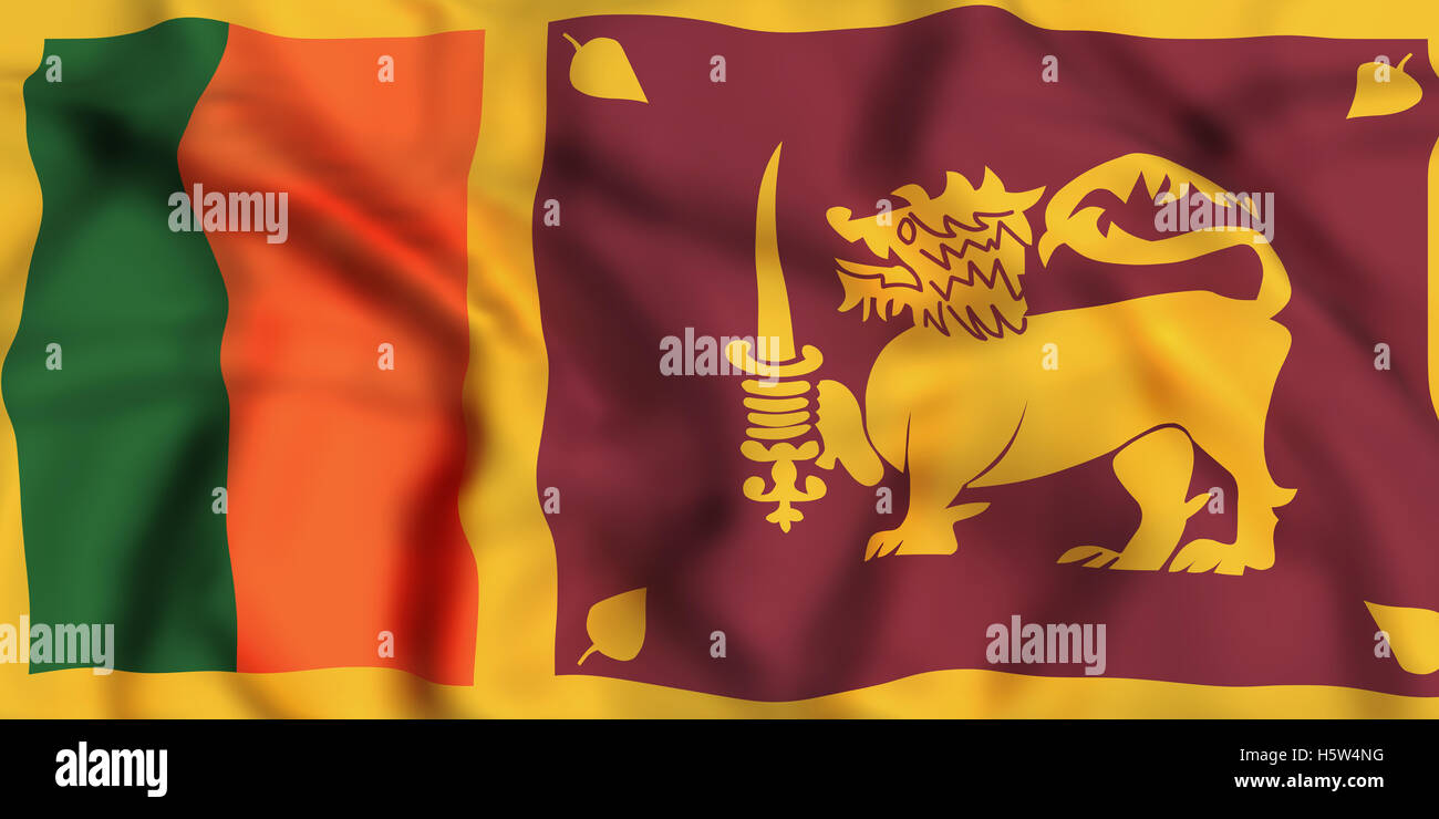 Le rendu 3D de la République socialiste démocratique de Sri Lanka drapeaux Banque D'Images