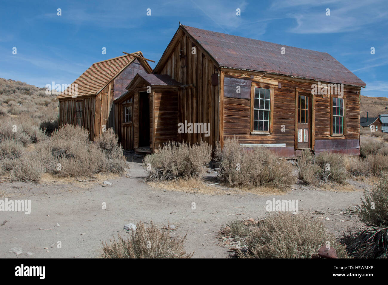 Bodie, en Californie, une ville fantôme qui était autrefois une ville minière en plein essor. Banque D'Images