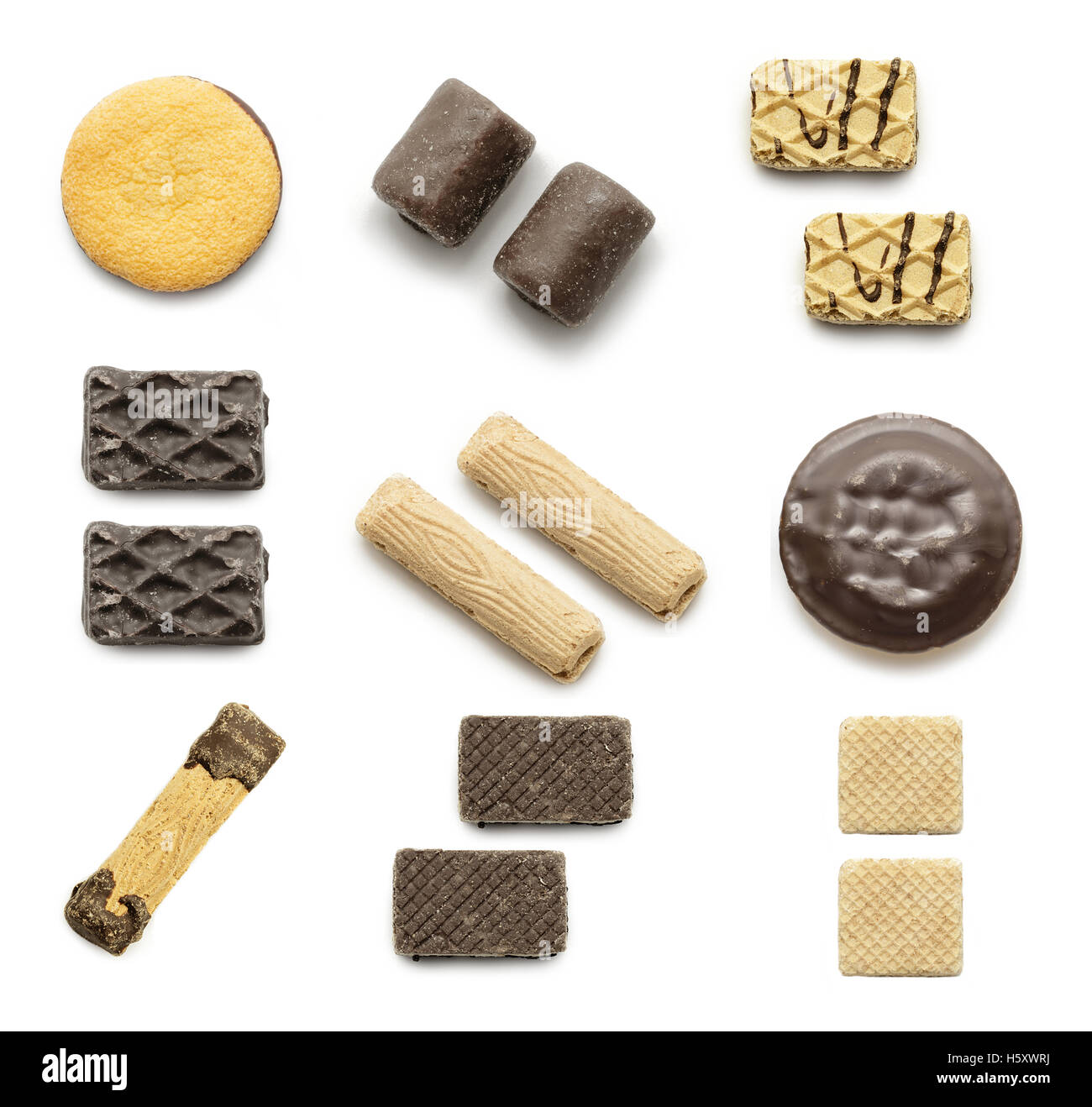 Cookies collection sur fond blanc Banque D'Images