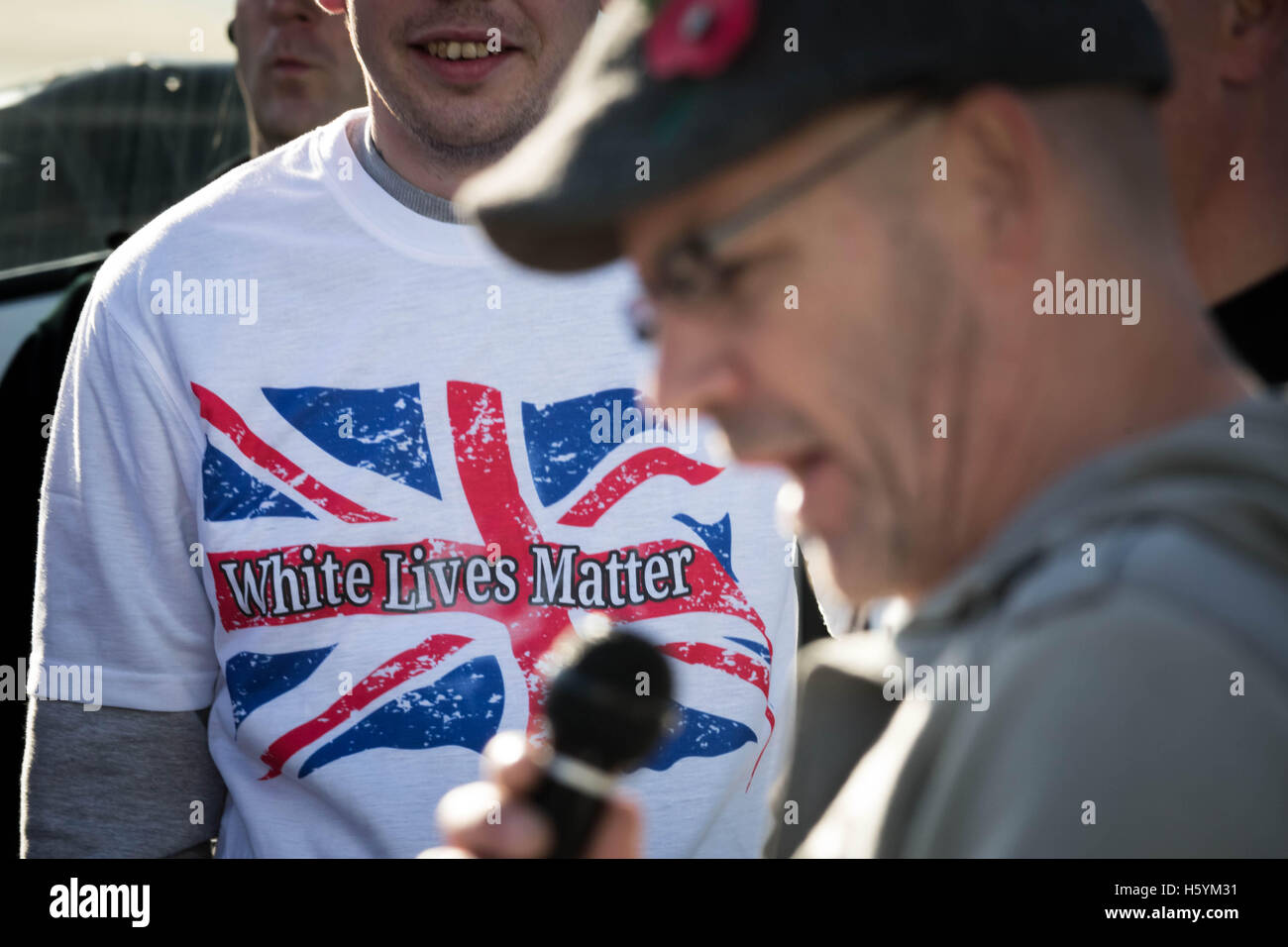 'White vit" l'extrême droite manifestation à Margate, Kent, UK. Banque D'Images