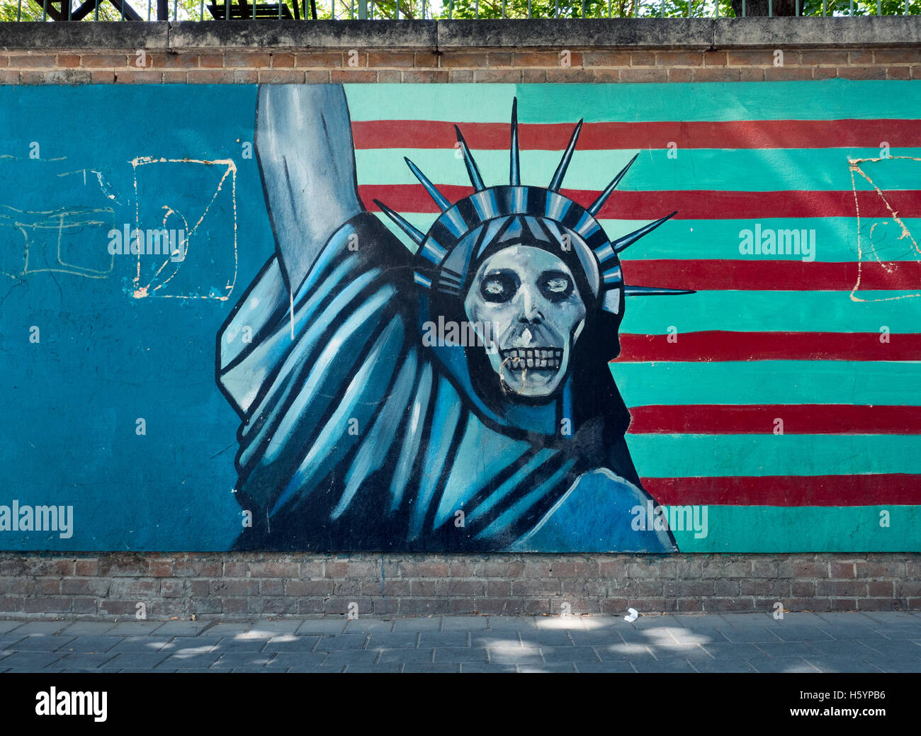 La propagande anti-américaine fresque à Téhéran, Iran Banque D'Images