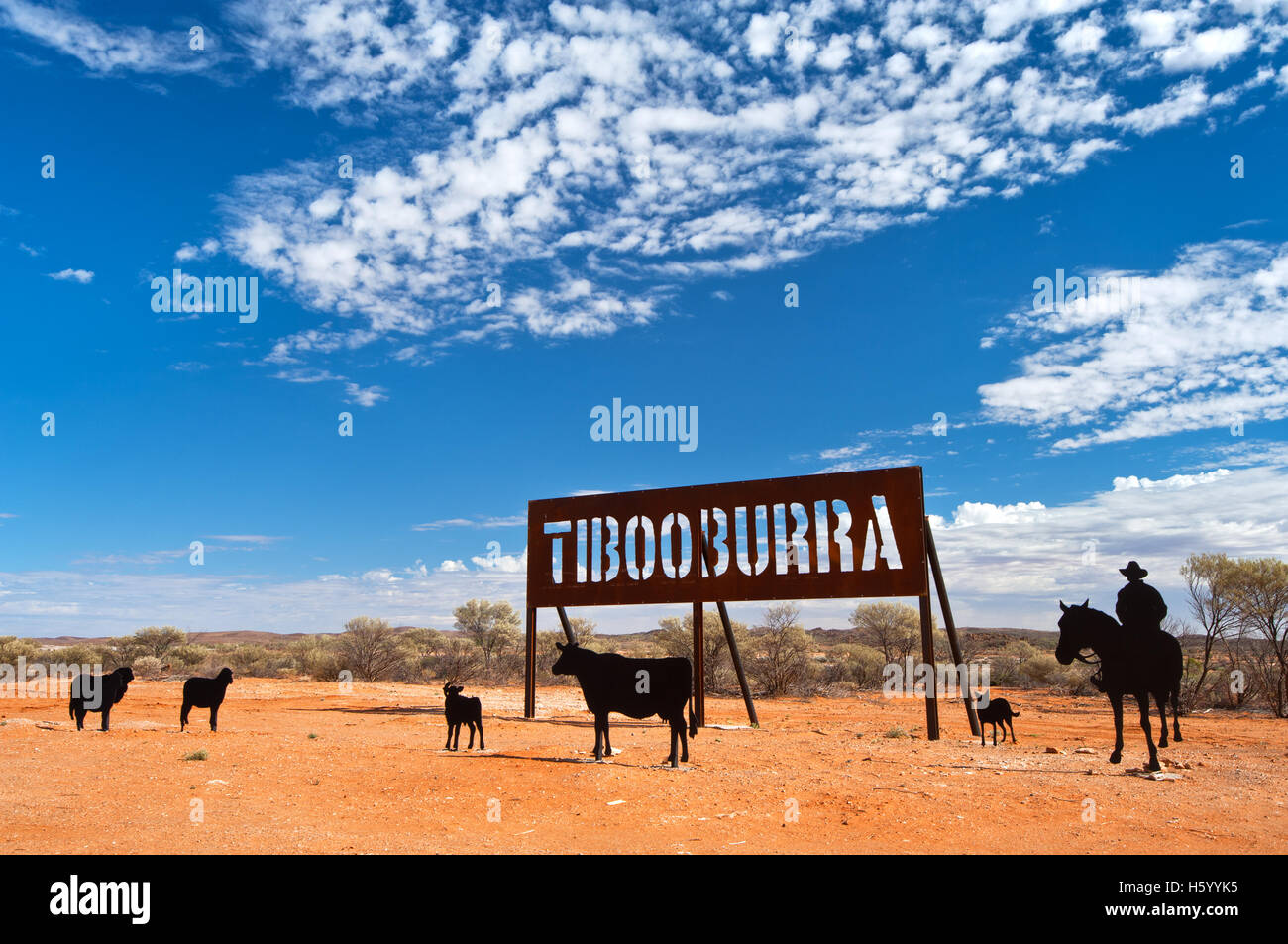 Sculptures métalliques à Tibooburra, à l'extrême ouest de la Nouvelle-Galles du Sud. Banque D'Images