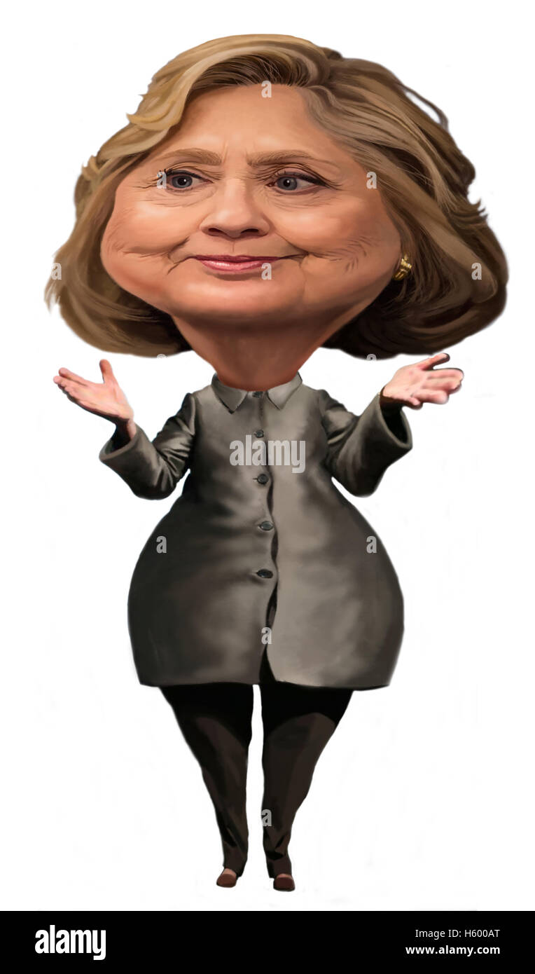Caricature de Hillary Clinton est un séjour joyeux et souriant Banque D'Images