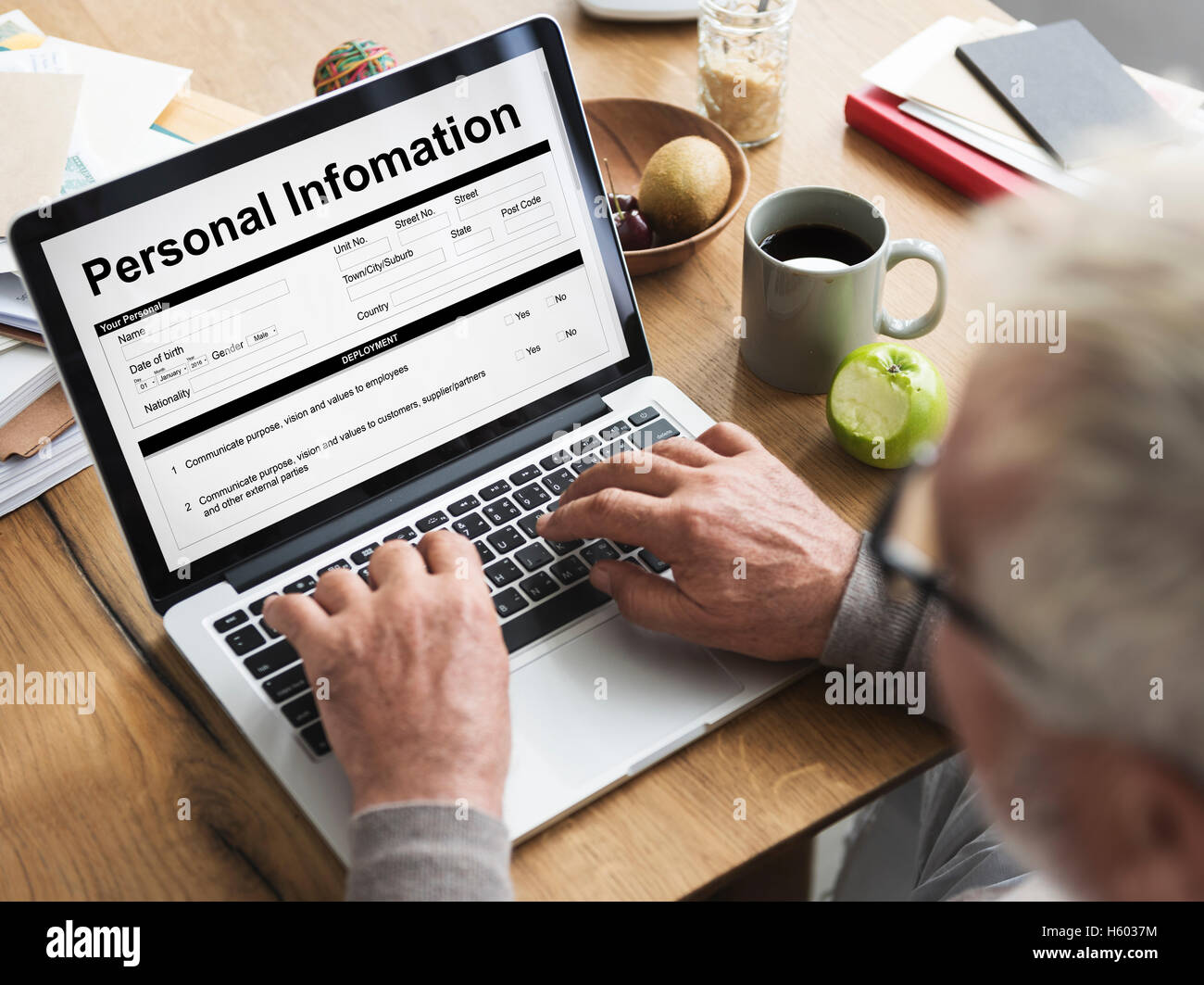 Formulaire de demande de données d'informations personnelles Concept Banque D'Images