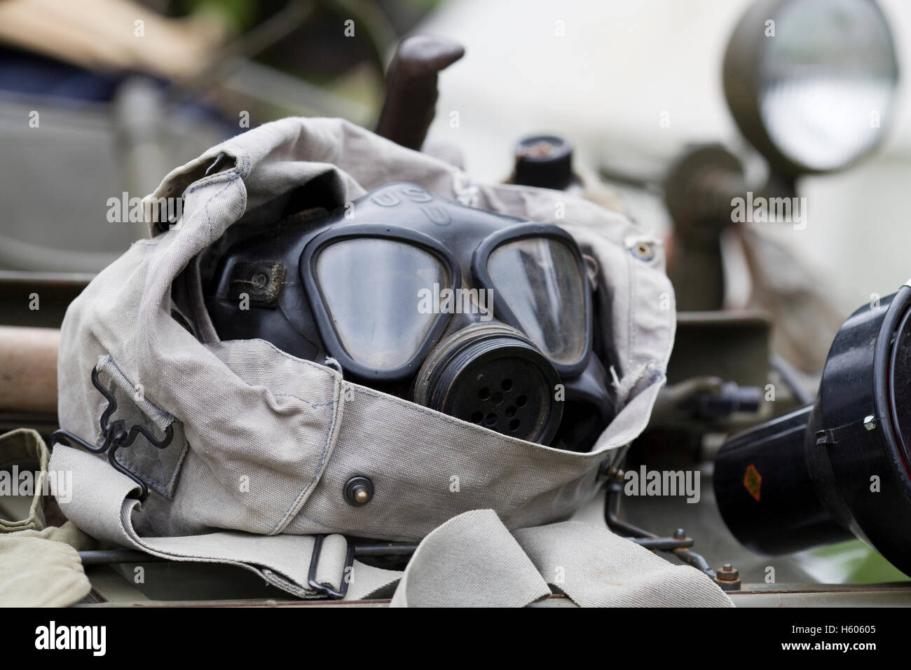 Masque à gaz et Souvenirs militaires Banque D'Images