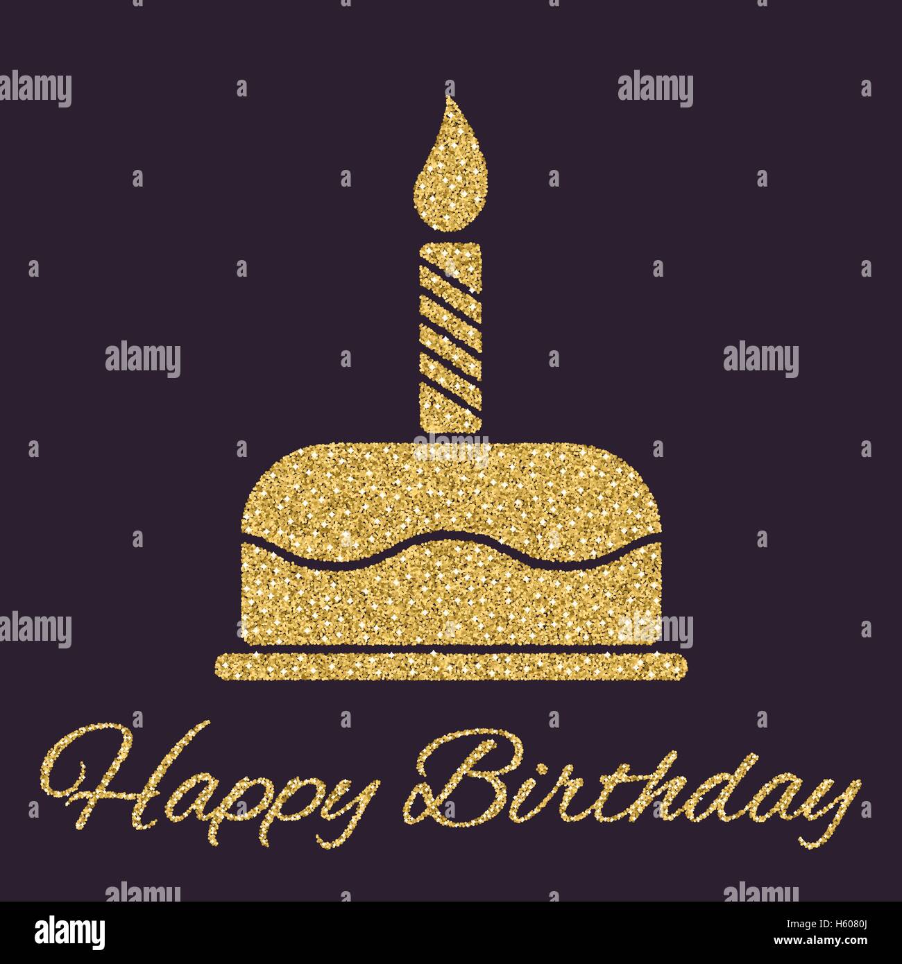 Le gâteau d'anniversaire avec des bougies. Symbole de dessert. Des  étincelles d'or et des paillettes Image Vectorielle Stock - Alamy