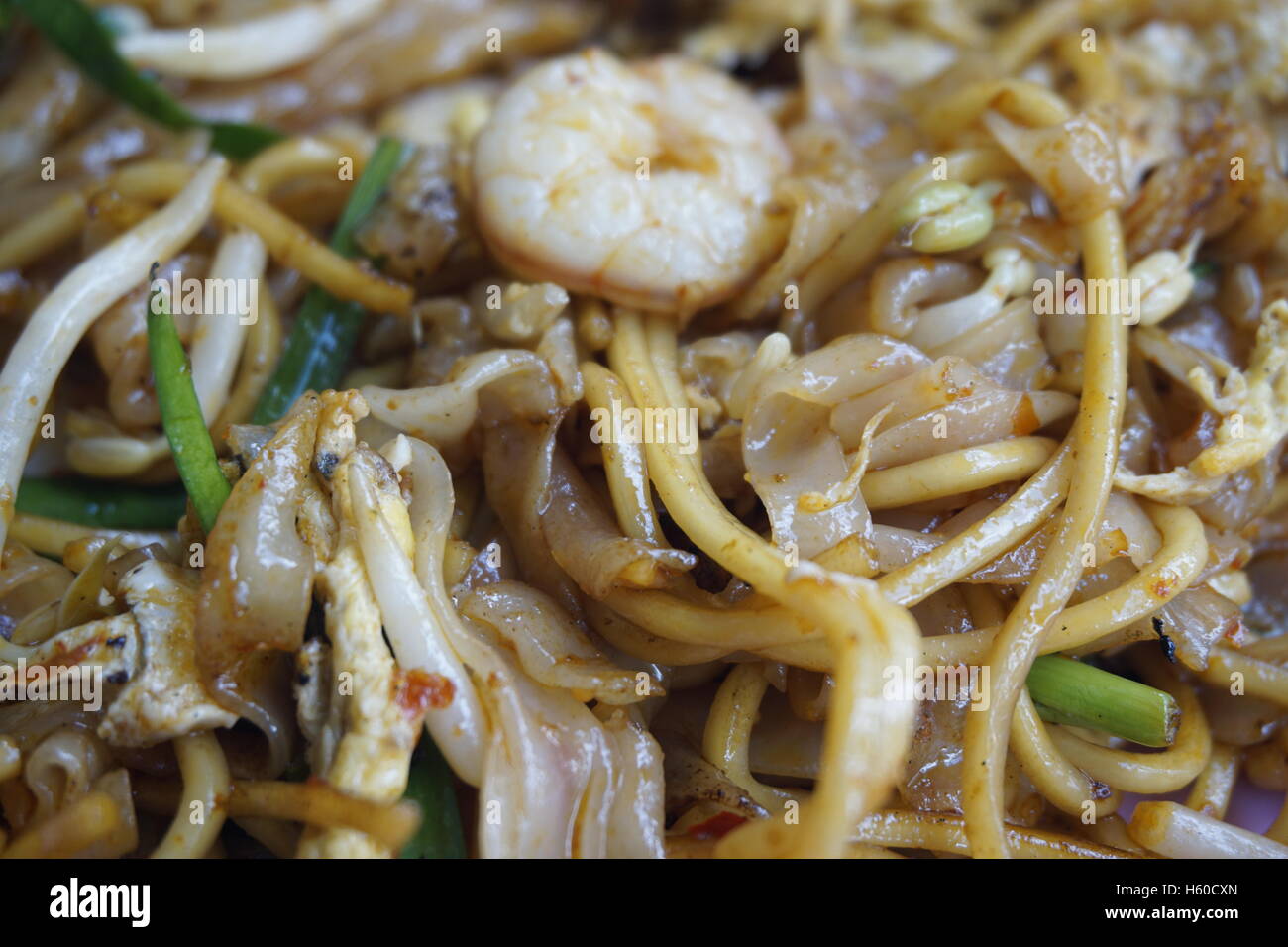 Libre de fried kway teow mee noodle, Malaysian hawker food Banque D'Images