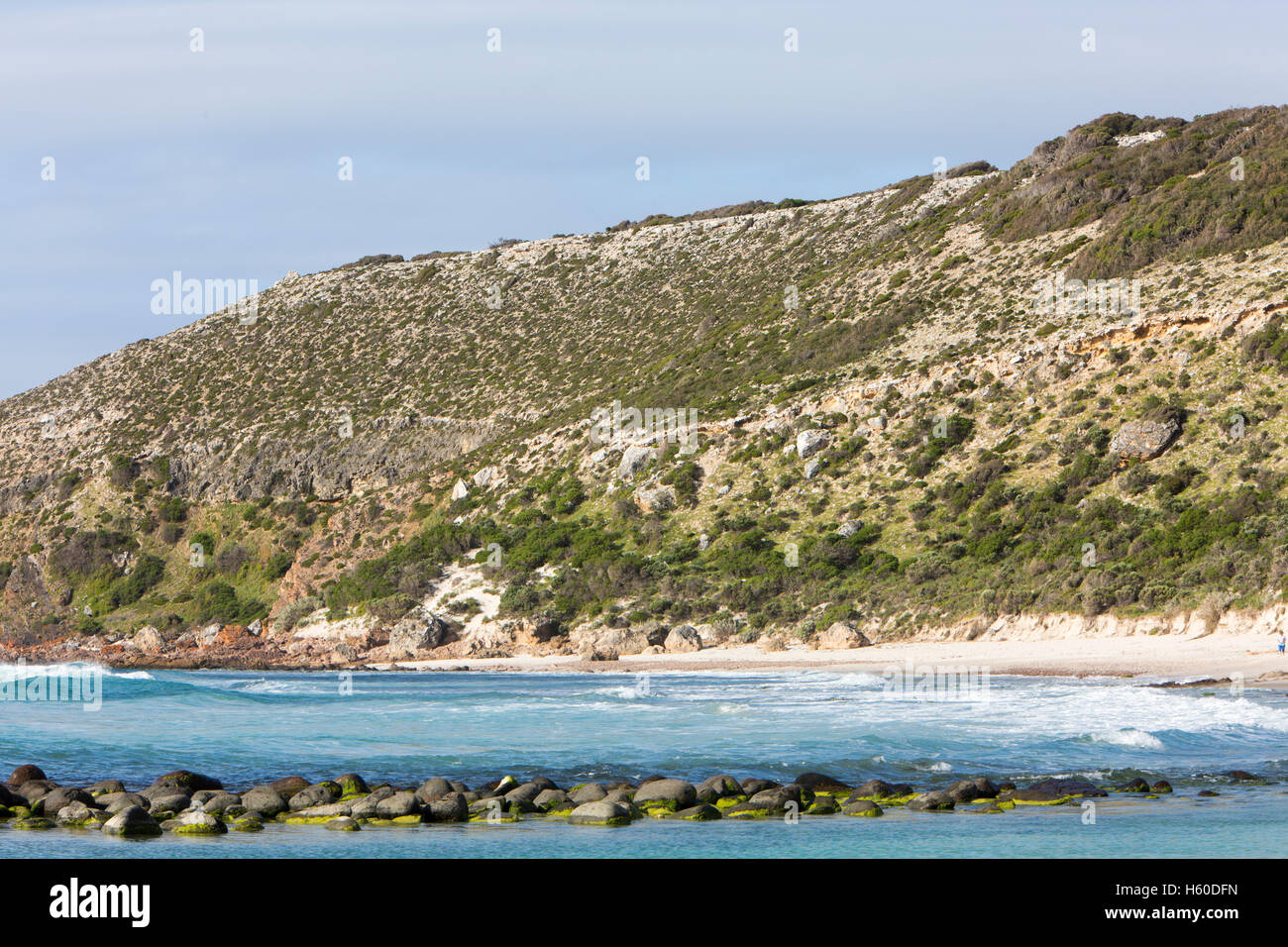 Stokes Bay Beach, accessibles à pied entre des murs de pierre,Kangaroo Island, Australie du Sud Banque D'Images