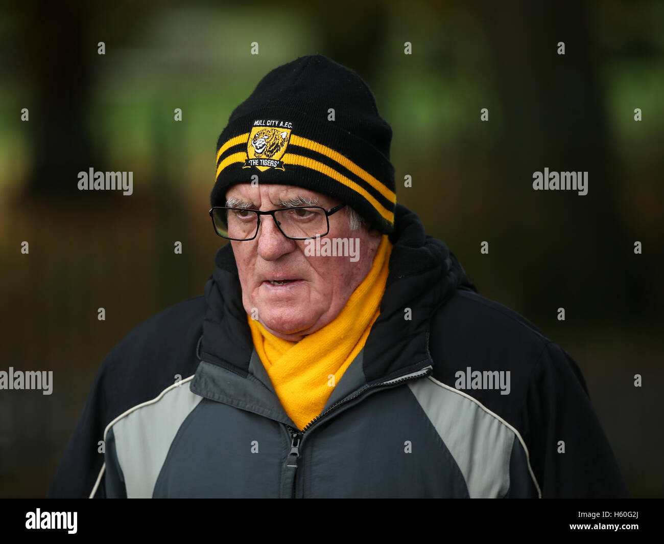 Un ventilateur Hull City au cours de la Premier League match au stade KCOM, Hull. Banque D'Images