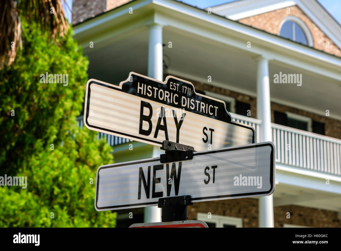Rue de la Baie historique et rue de Beaufort, SC Banque D'Images