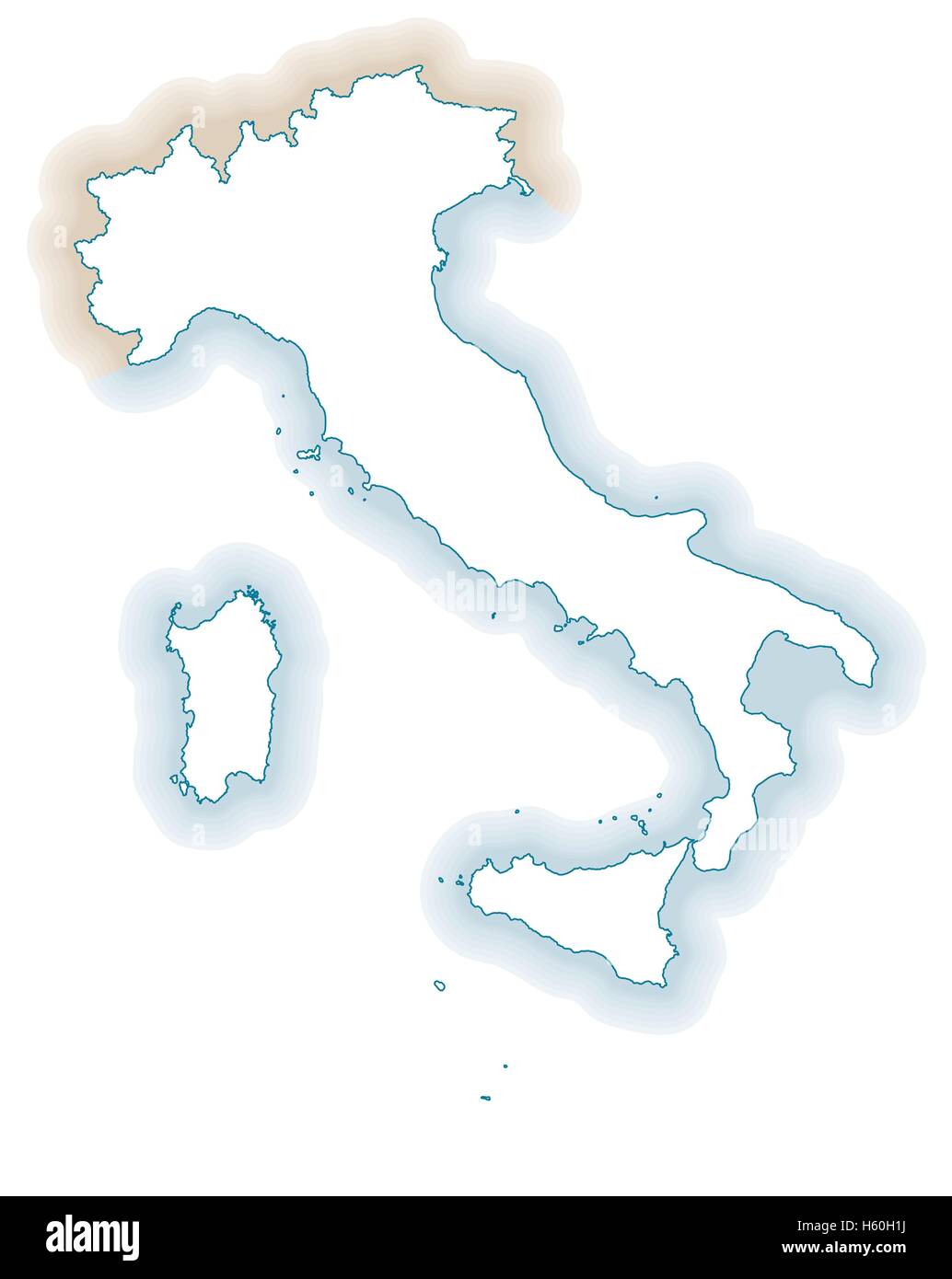 Les frontières de l'Italie carte vierge. Illustration de Vecteur