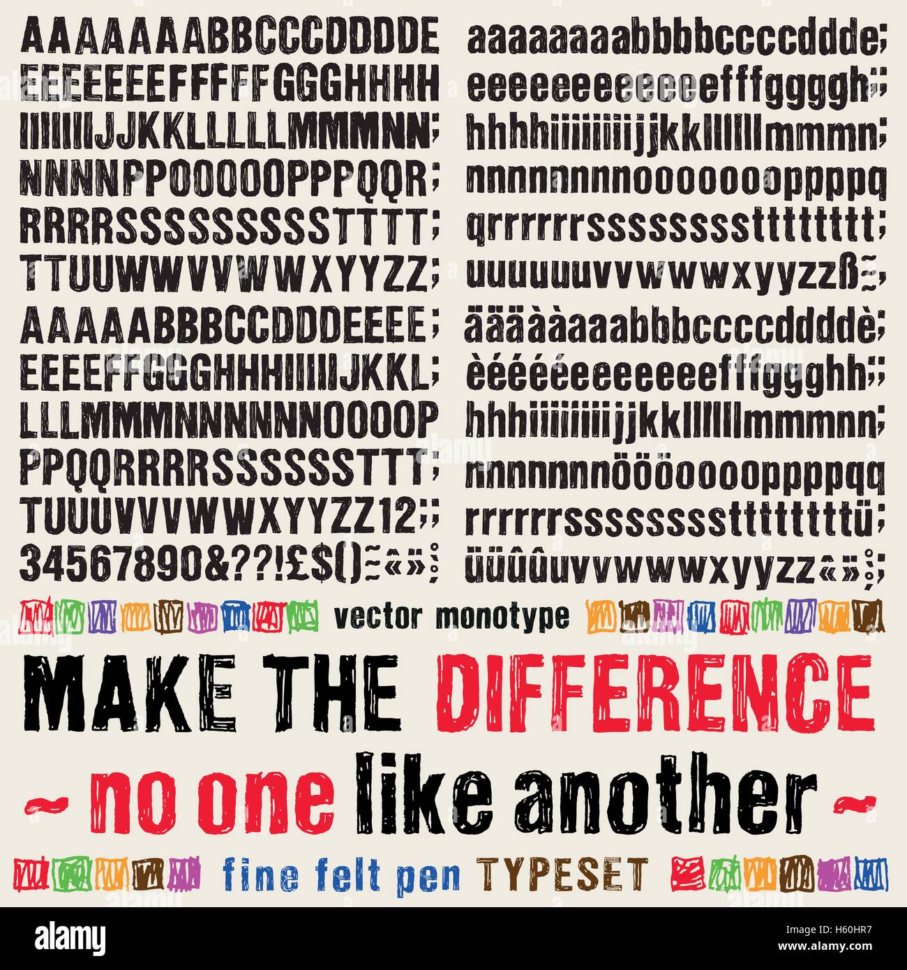 Stylo feutre fin composer avec un grand nombre de solution pour chaque type. Banque D'Images