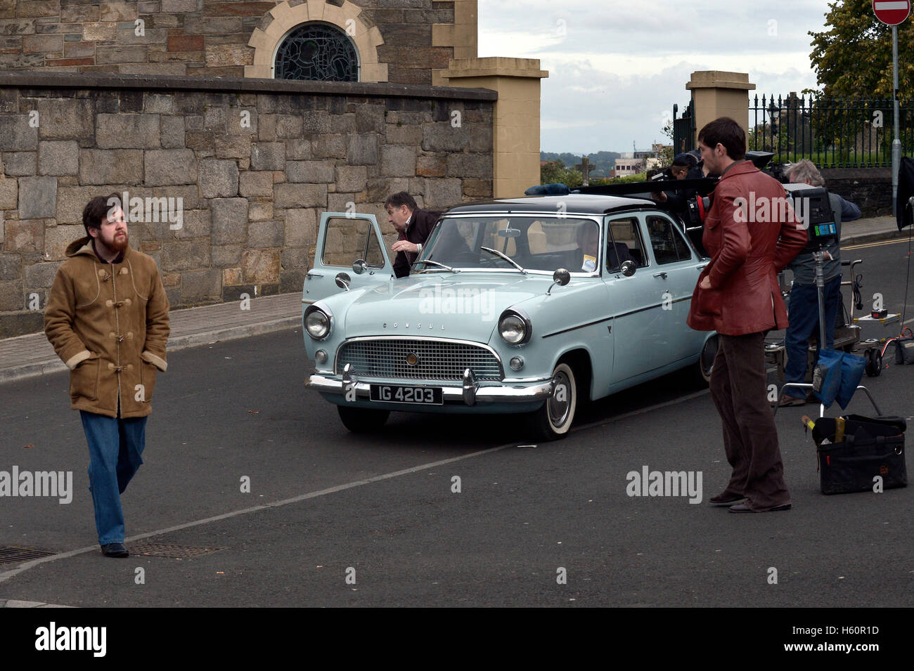 Le film l'ensemble de la Tom Collins film tournage pénitence à Londonderry. Banque D'Images