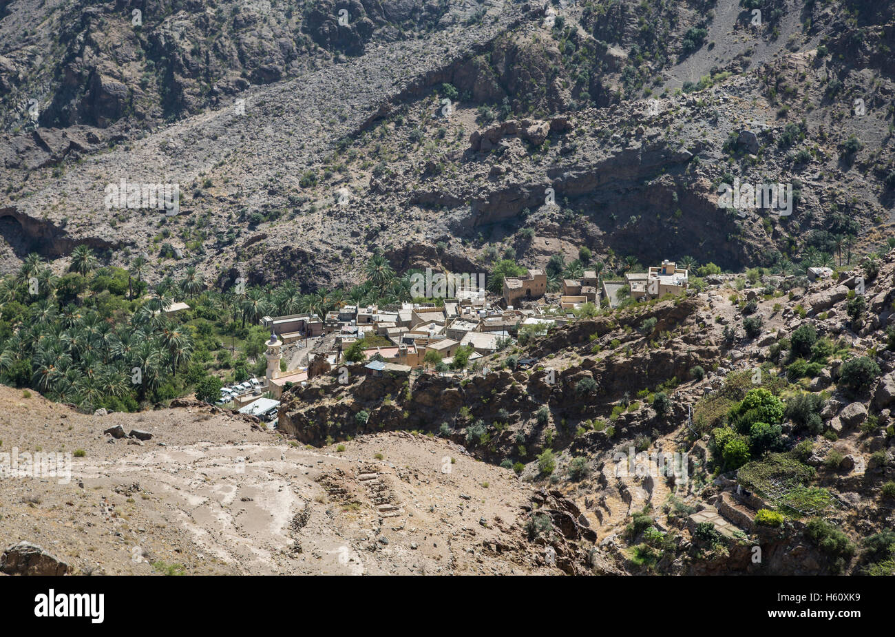 Village de montagne de la région d'Oman Banque D'Images
