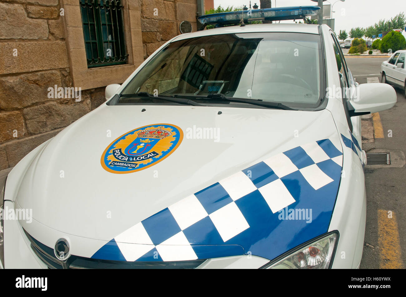 Voiture de police locale, Cambados, Pontevedra province, région de la Galice, Espagne, Europe Banque D'Images