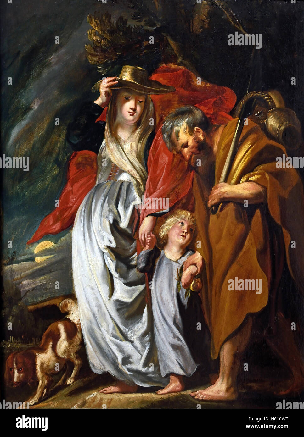 Le retour de la Sainte Famille d'Egypte 1616 Jacob Jordaens (1593 - 1678) peintre baroque flamand Belgique Belge Banque D'Images