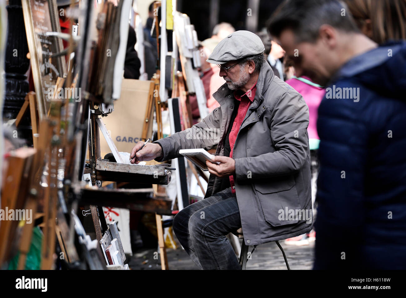 Peintre, place du Tertre, Montmartre, Paris, France Banque D'Images