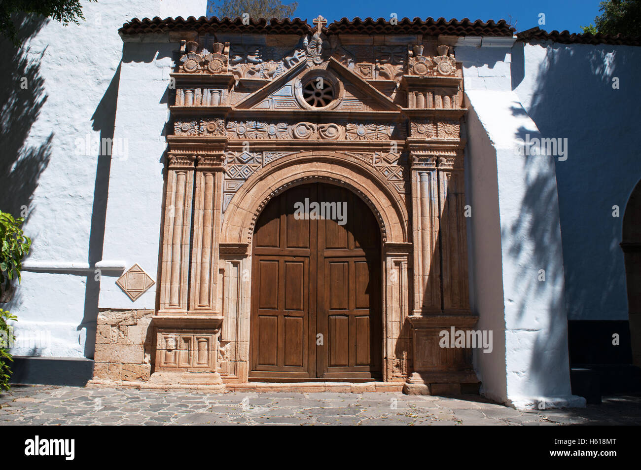 Fuerteventura, Îles Canaries, Afrique du Nord, Espagne : Détails de l'église de Nuestra Señora de la Regla dans la municipalité de Pájara Banque D'Images