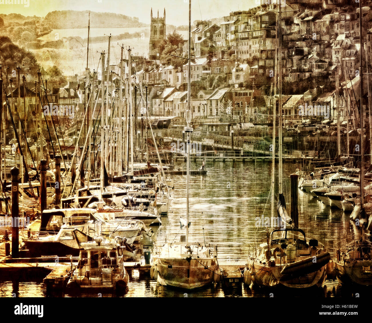 L'ART NUMÉRIQUE : Brixham 2016 AD - Devon, Grande Bretagne Banque D'Images