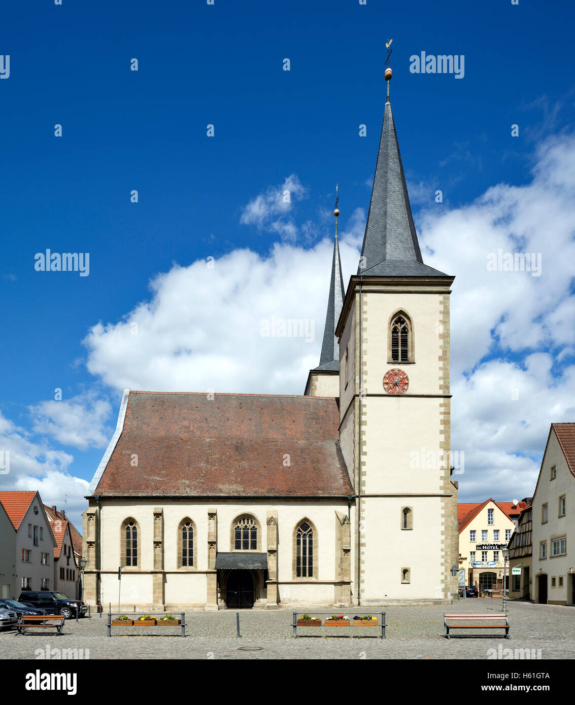 Paroisse catholique église Saint Kilian, Hassfurt, Basse Franconie, Bavière, Allemagne Banque D'Images