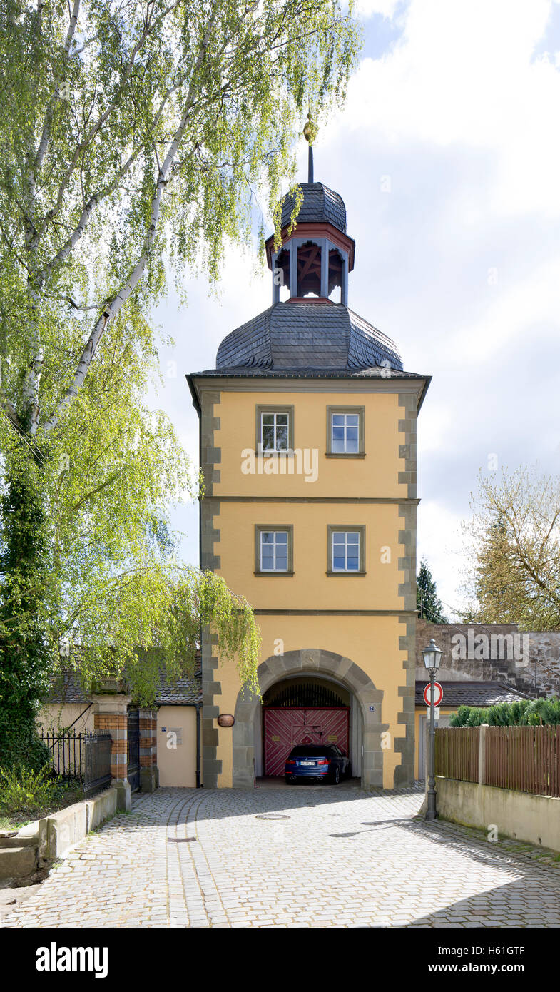 Maintor, gate, ex-gate tower de la fortification médiévale, Hassfurt, Basse Franconie, Bavière, Allemagne Banque D'Images Maintor, gate, ex-gate tower de la fortification médiévale, Hassfurt, Basse Franconie, Bavière, Allemagne Banque D'Images