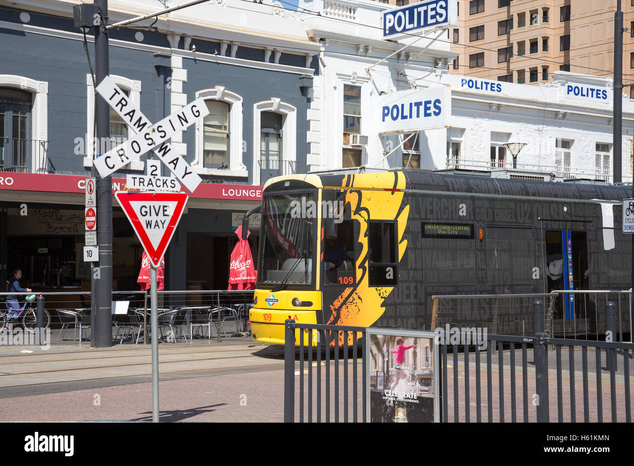 Glenleg centre-ville sur la côte d'Adélaïde, où les tramways toujours exécuter entre les deux domaines, l'Australie du Sud Banque D'Images