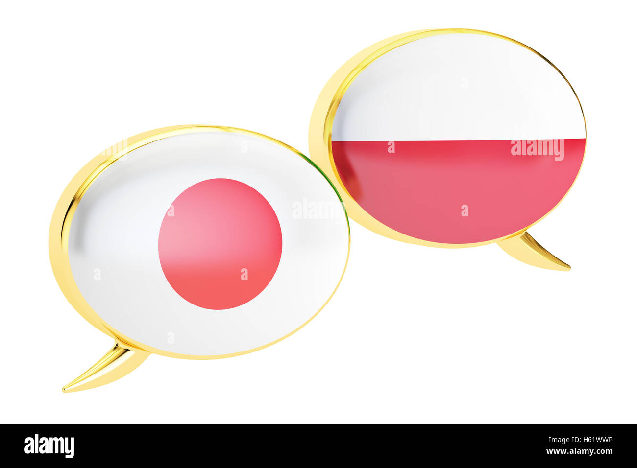 Les bulles, Polish-Japanese concept de traduction. Le rendu 3D Banque D'Images