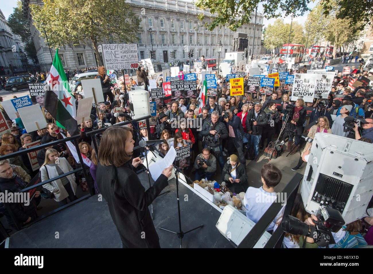 Downing Street/Whitehall actrice Carey Mulligan.lors d'un rassemblement dans la région de Whitehall qui demandent au gouvernement de sauver les enfants d'Alep Banque D'Images