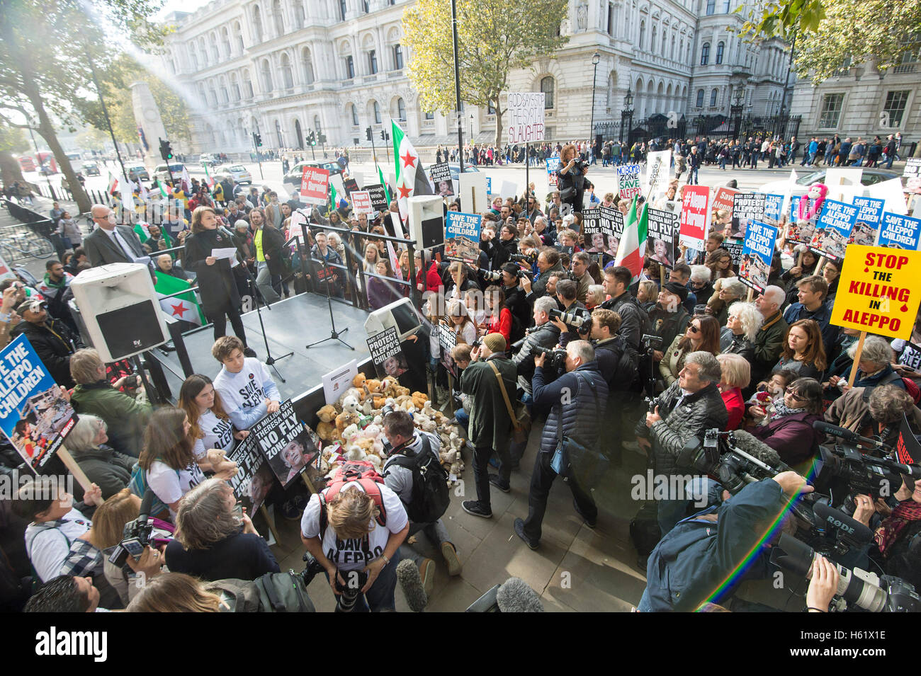 Downing Street/Whitehall actrice Carey Mulligan.lors d'un rassemblement dans la région de Whitehall qui demandent au gouvernement de sauver les enfants d'Alep Banque D'Images